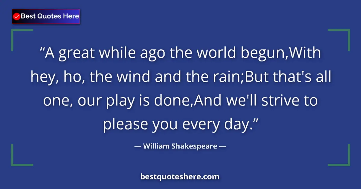 Quote by William Shakespeare: A great while ago the world begun,With hey, ho, th