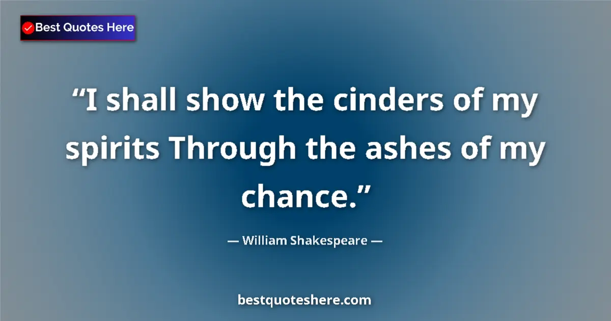 Image for the quote by William Shakespeare: I shall show the cinders of my spirits Through the ashes of my chance....