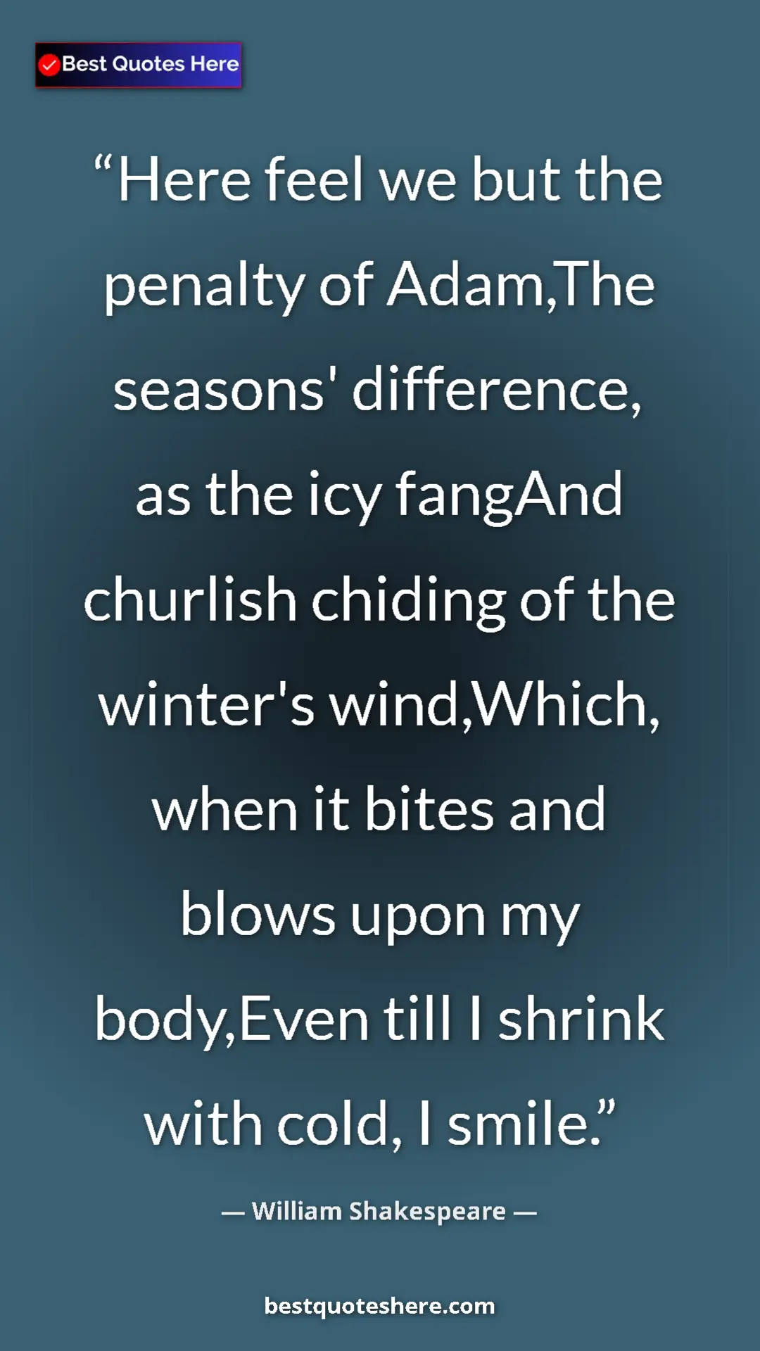 Pinterest quote poster by William Shakespeare: "Here feel we but the penalty of Adam,The seasons'..."