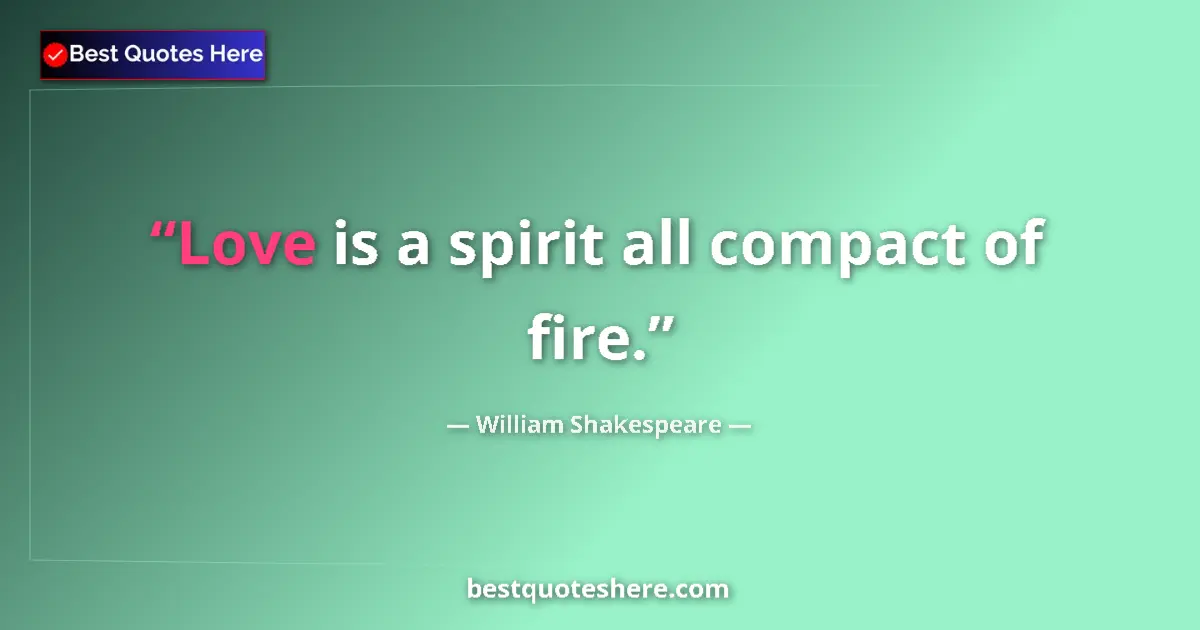 Quote by William Shakespeare: Love is a spirit all compact of fire.