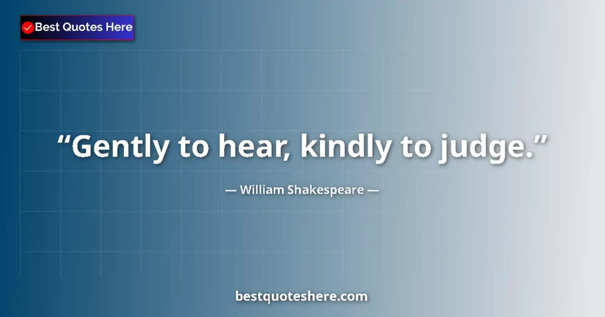 Quote by William Shakespeare: Gently to hear, kindly to judge....