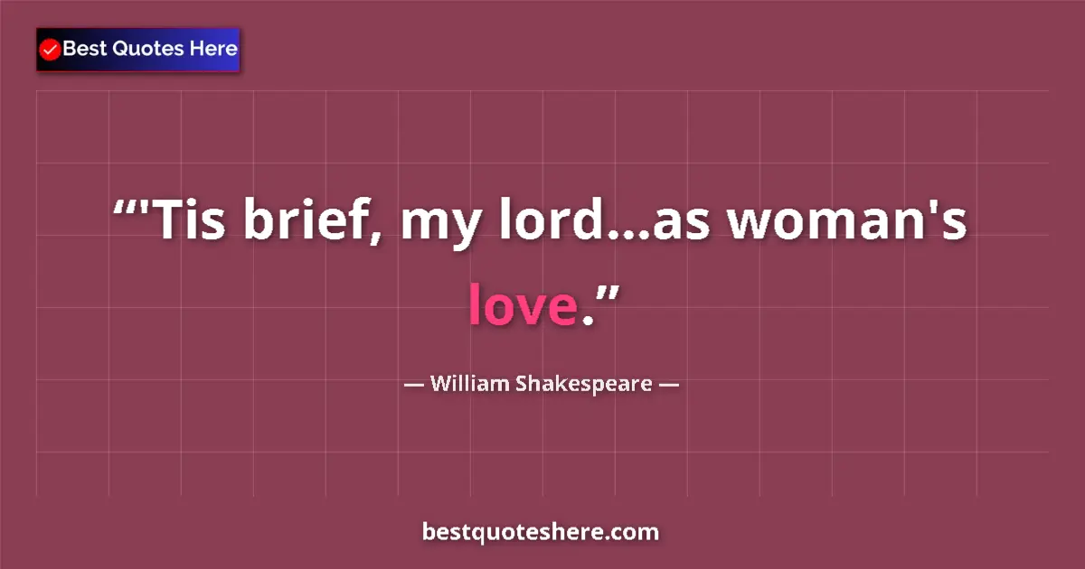 Quote by William Shakespeare: 'Tis brief, my lord...as woman's love....