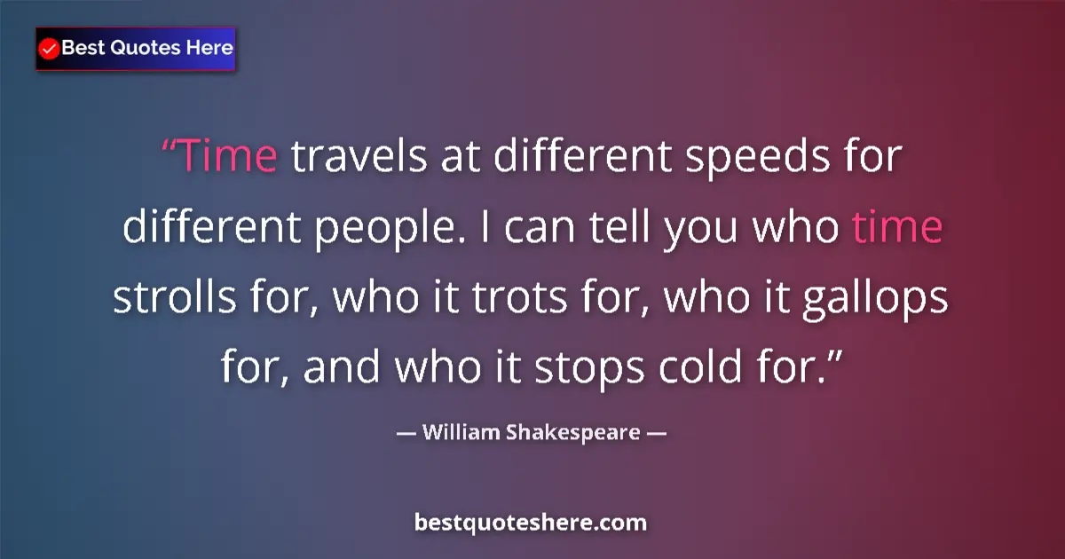 Quote by William Shakespeare: Time travels at different speeds for different peo