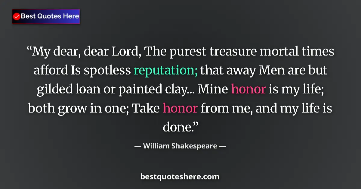 Quote by William Shakespeare: My dear, dear Lord, The purest treasure mortal tim