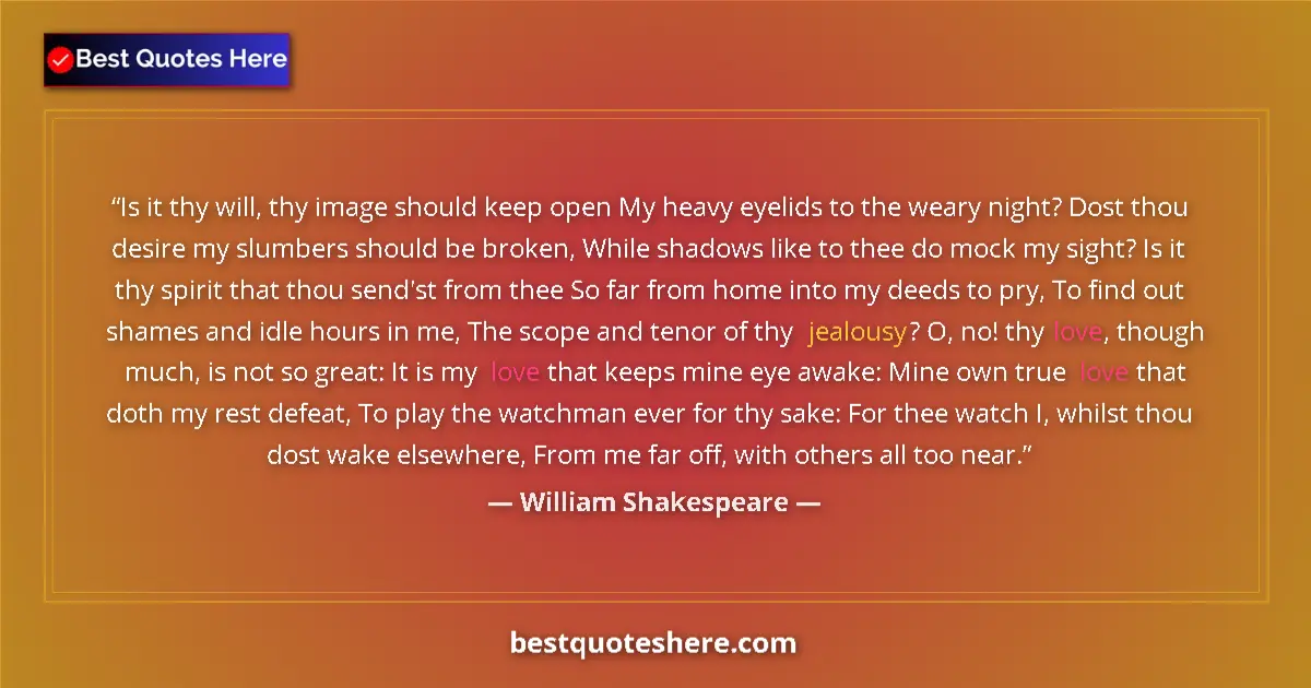 Quote by William Shakespeare: Is it thy will, thy image should keep open My heavy eyelids to the weary night? Dost thou desire my ...