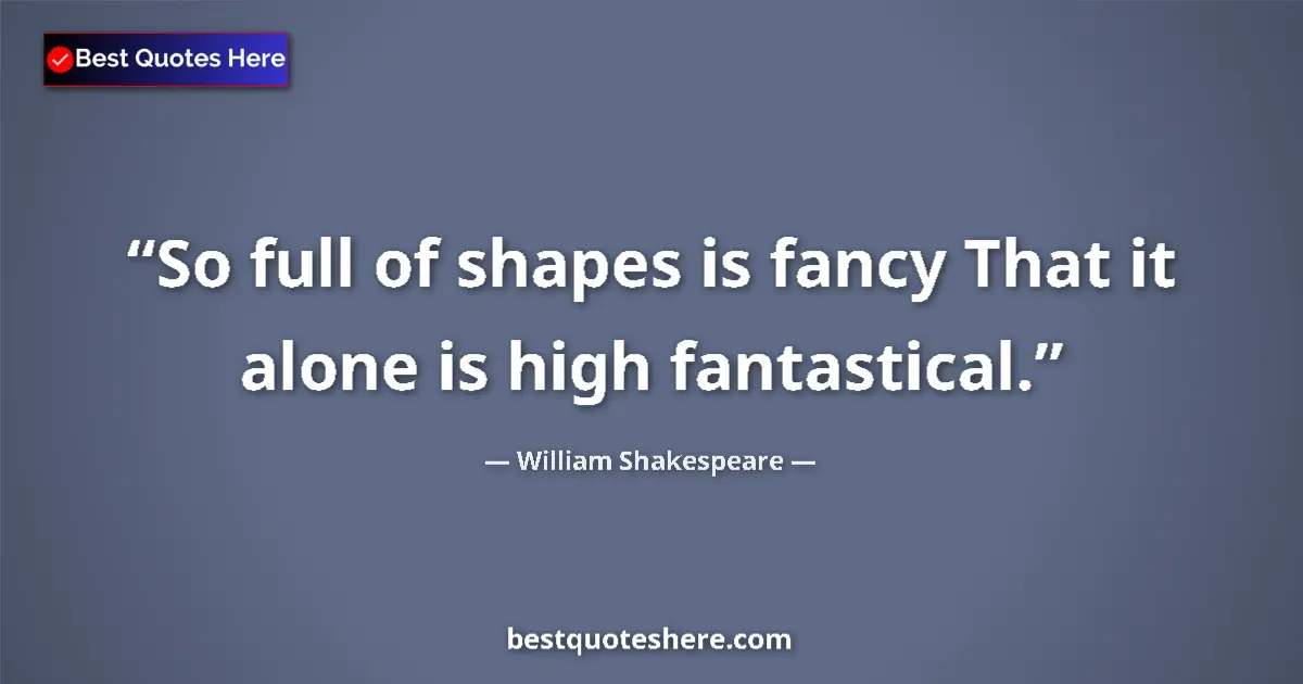 Quote by William Shakespeare: So full of shapes is fancy That it alone is high fantastical....