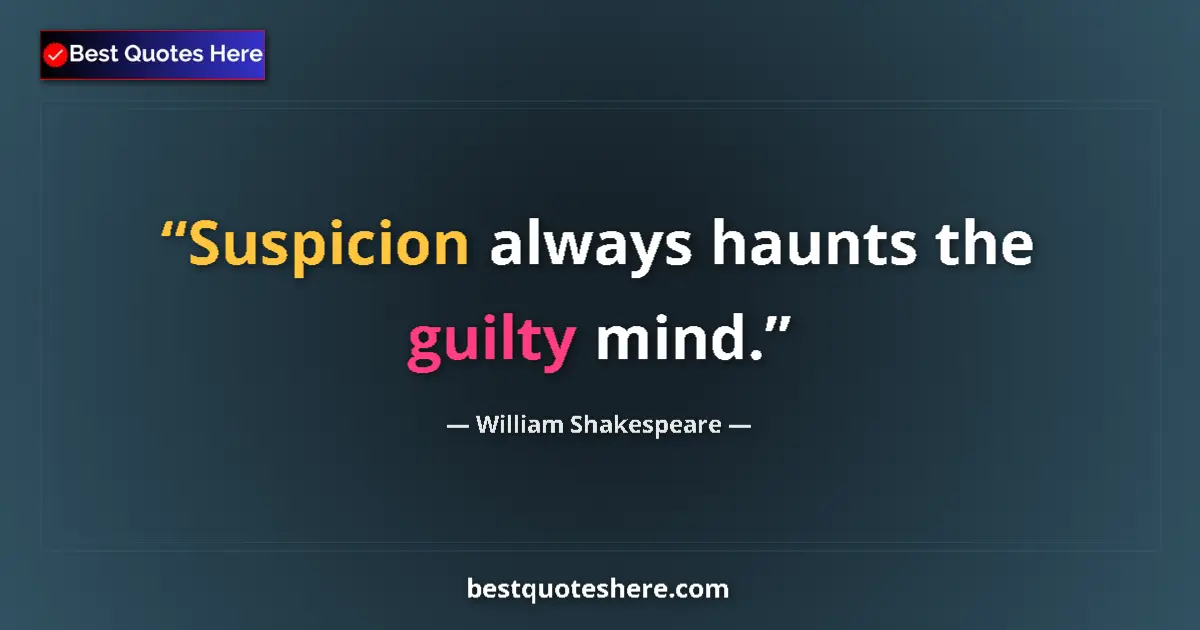 Quote by William Shakespeare: Suspicion always haunts the guilty mind....