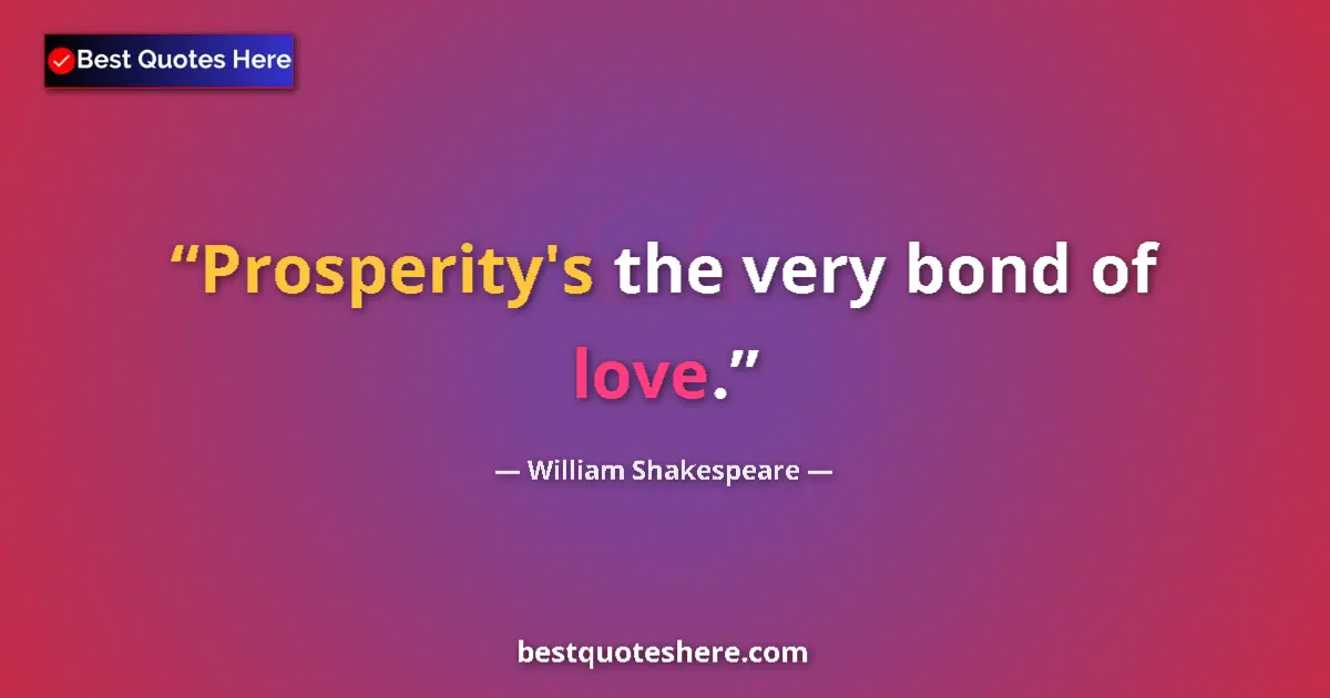 Quote by William Shakespeare: Prosperity's the very bond of love....