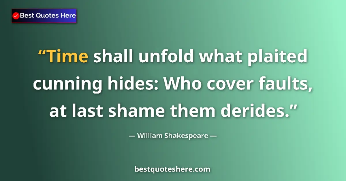 Quote by William Shakespeare: Time shall unfold what plaited cunning hides: Who 