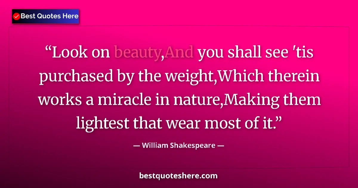 Quote by William Shakespeare: Look on beauty,And you shall see 'tis purchased by