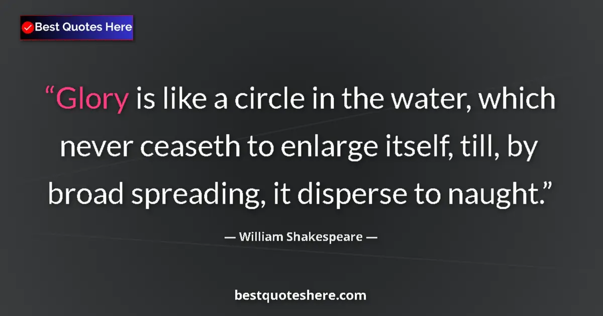 Quote by William Shakespeare: Glory is like a circle in the water, which never c
