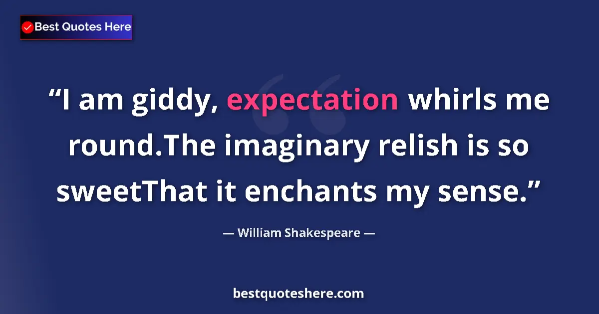 Quote by William Shakespeare: I am giddy, expectation whirls me round.The imagin