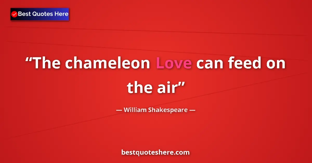 Quote by William Shakespeare: The chameleon Love can feed on the air