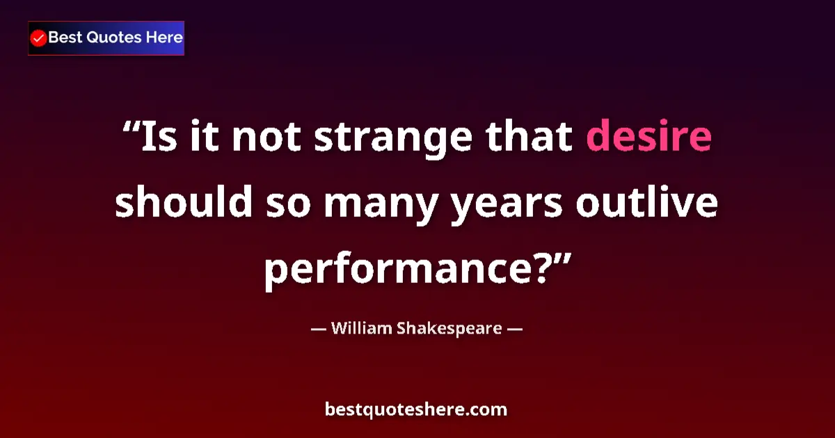 Quote by William Shakespeare: Is it not strange that desire should so many years outlive performance?...