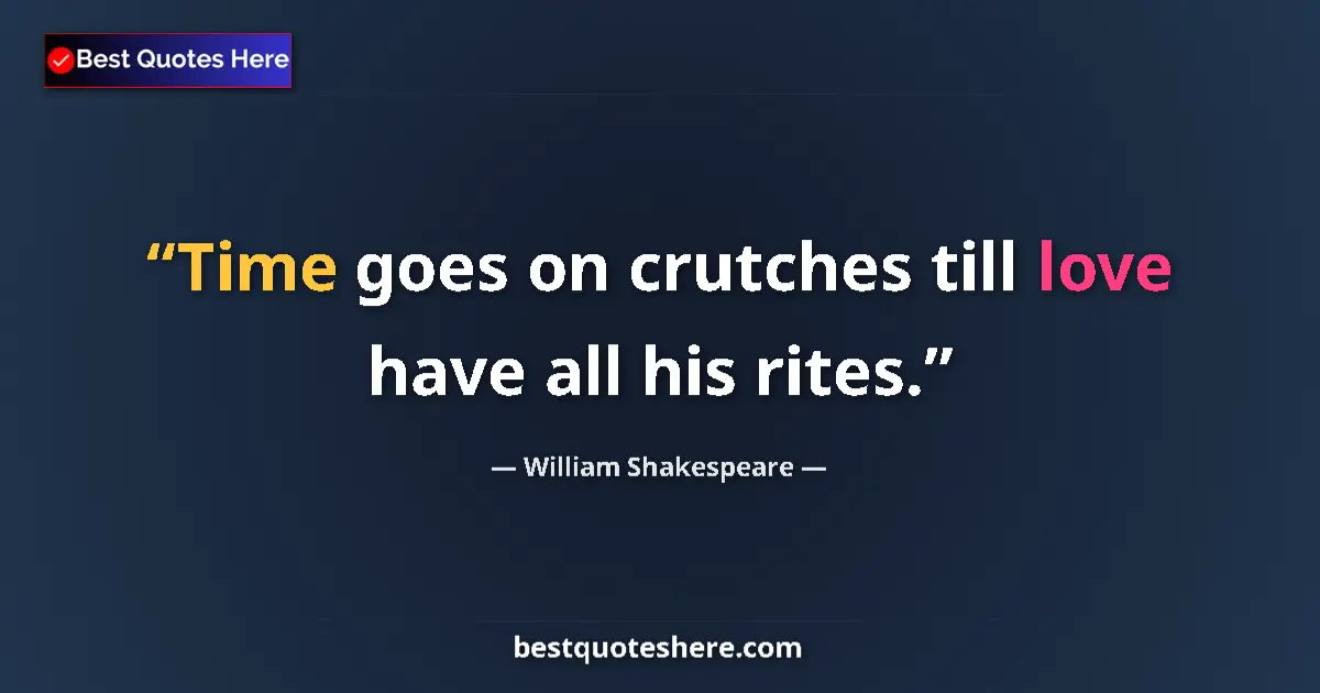 Quote by William Shakespeare: Time goes on crutches till love have all his rites