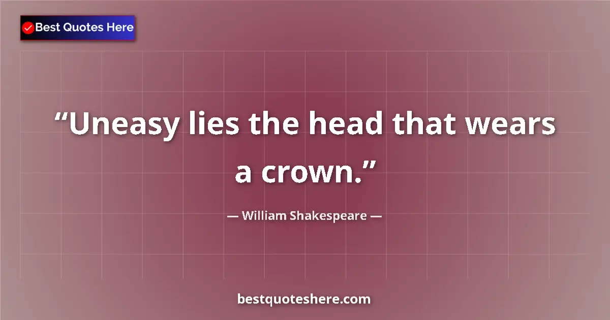 Image for the quote by William Shakespeare: Uneasy lies the head that wears a crown....