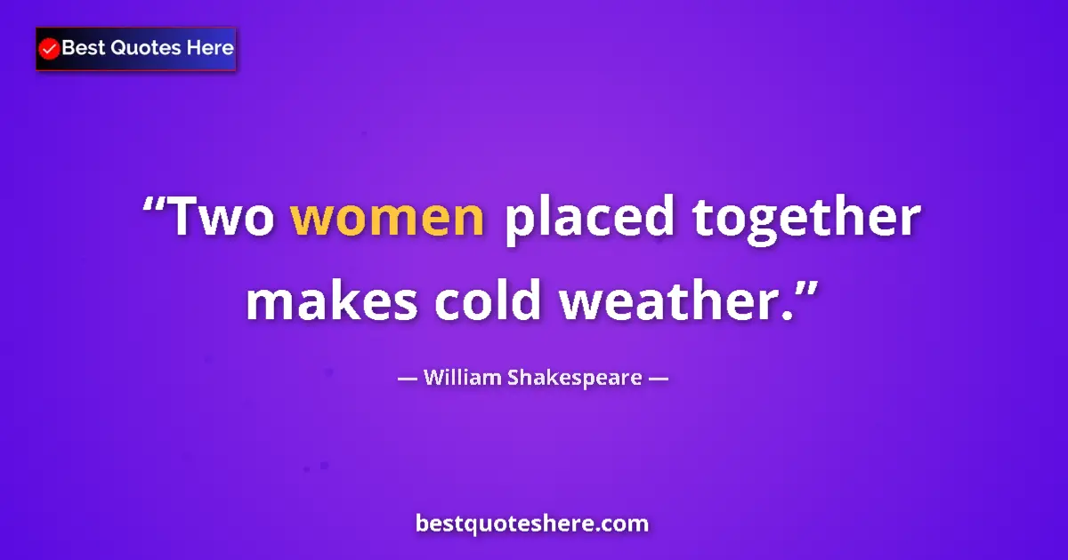 Quote by William Shakespeare: Two women placed together makes cold weather.