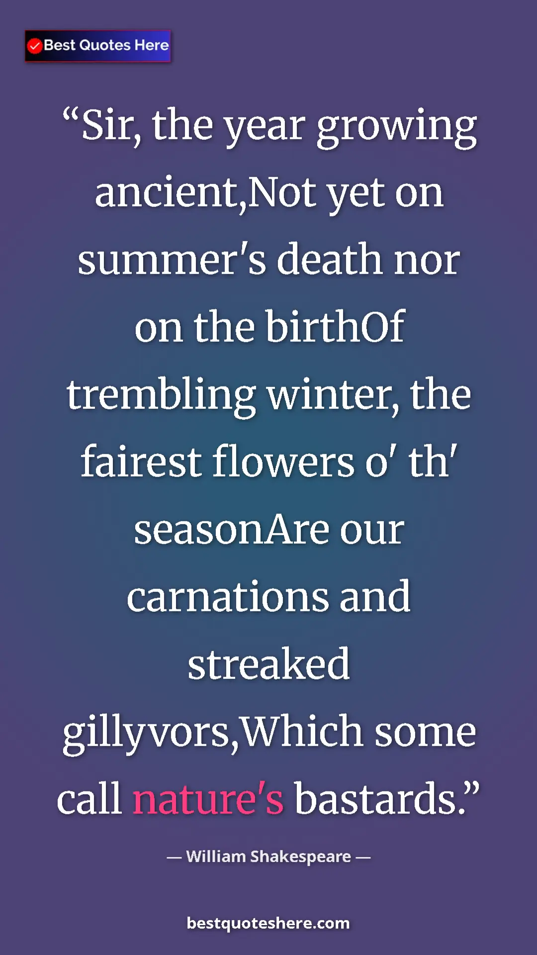 Pinterest quote poster by William Shakespeare: "Sir, the year growing ancient,Not yet on summer's death nor..."