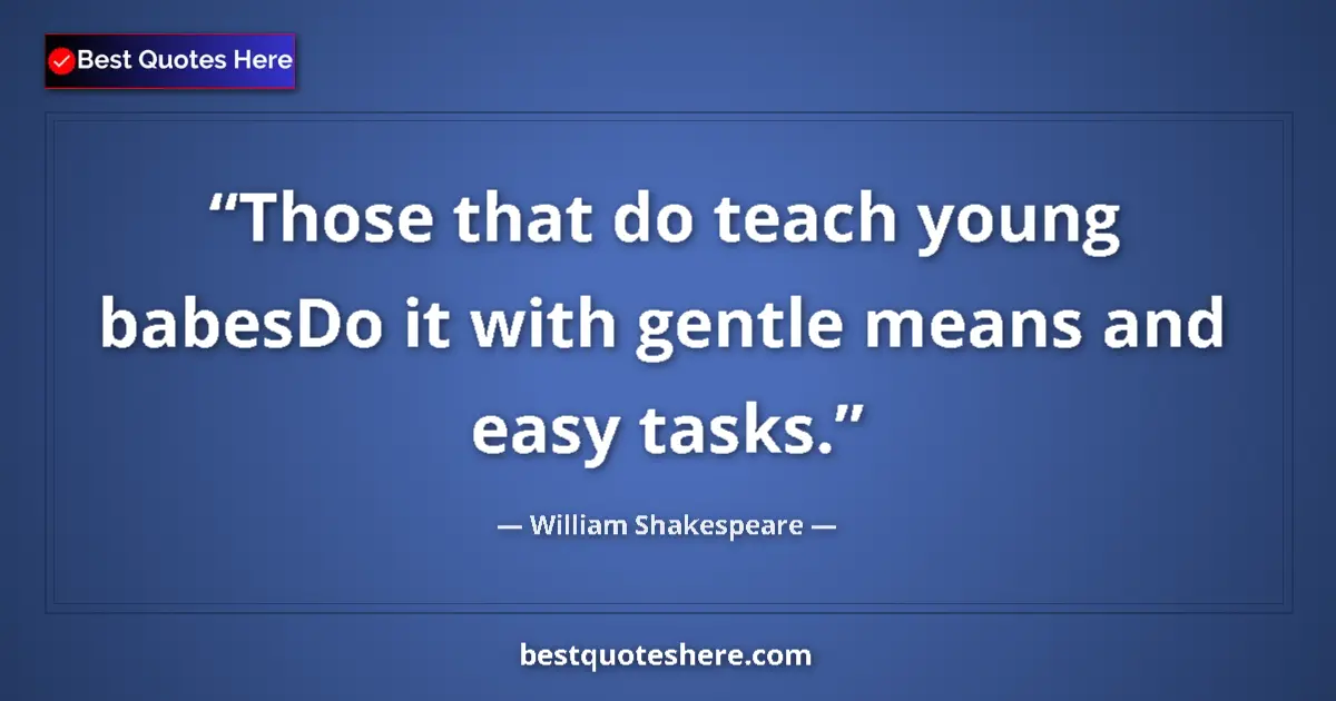 Quote by William Shakespeare: Those that do teach young babesDo it with gentle means and easy tasks....