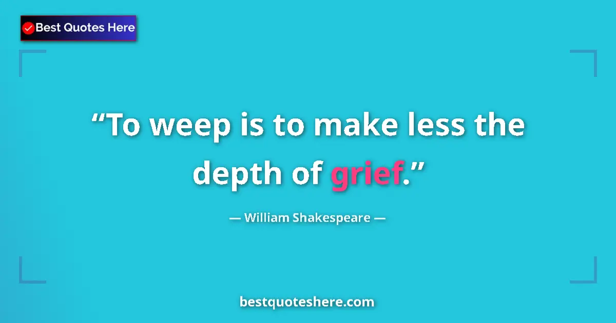 Image for the quote by William Shakespeare: To weep is to make less the depth of grief....
