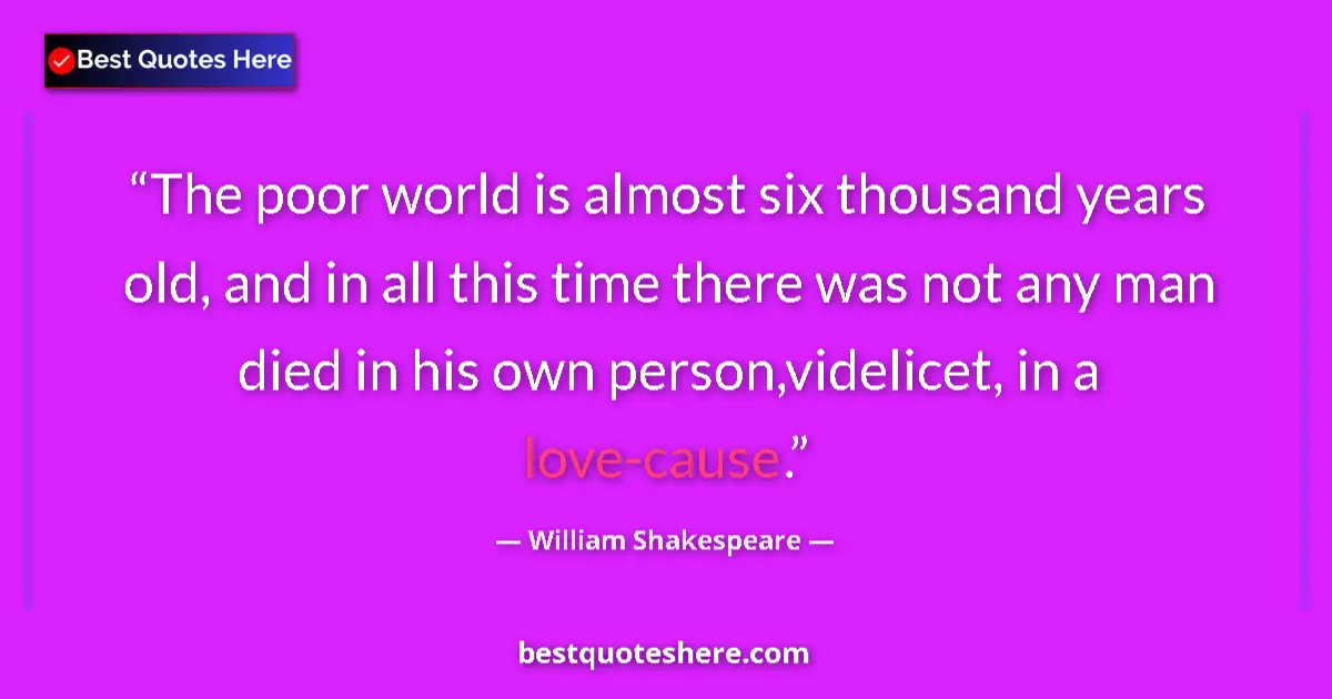 Quote by William Shakespeare: The poor world is almost six thousand years old, a