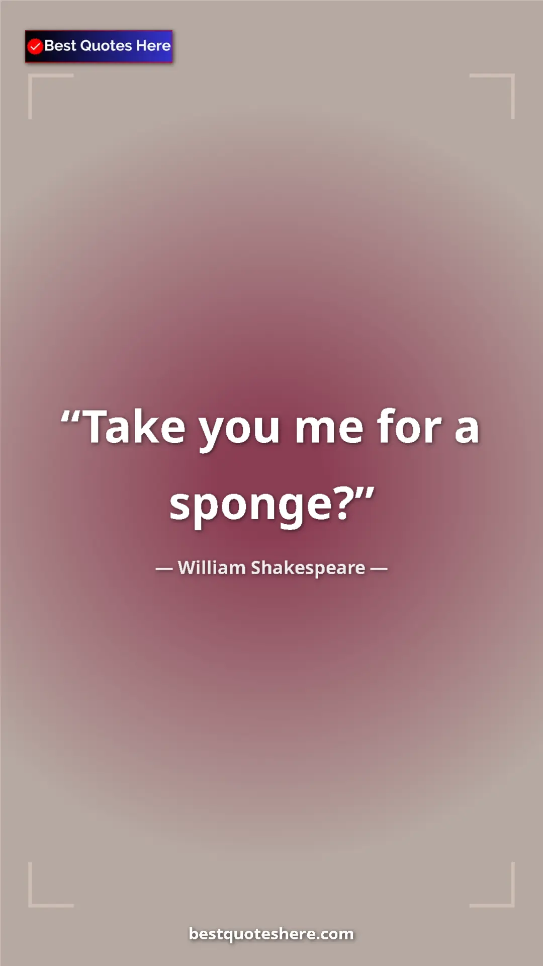 Pinterest quote poster by William Shakespeare: "Take you me for a sponge?"