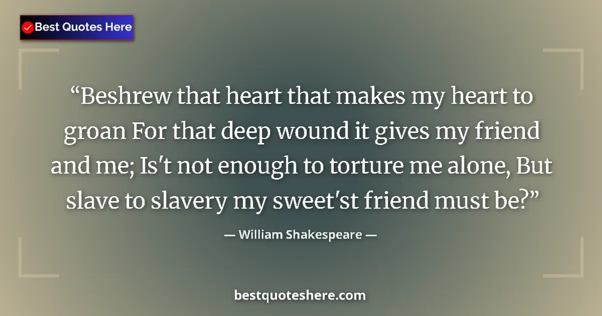Quote by William Shakespeare: Beshrew that heart that makes my heart to groan Fo