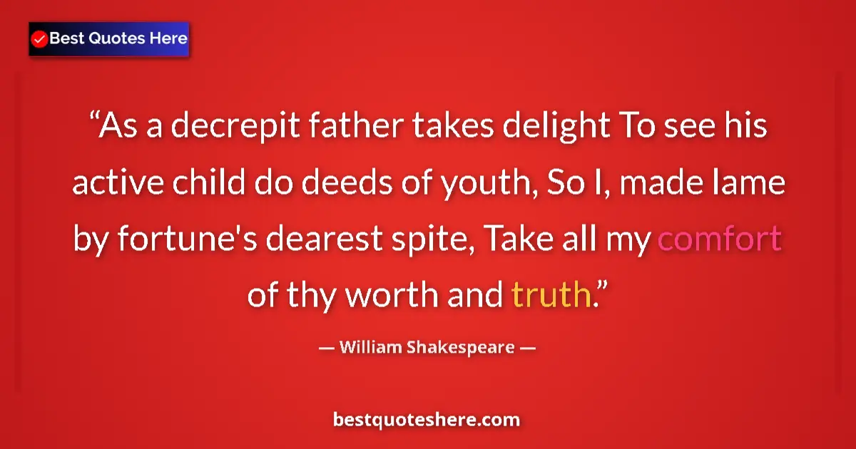 Quote by William Shakespeare: As a decrepit father takes delight To see his acti