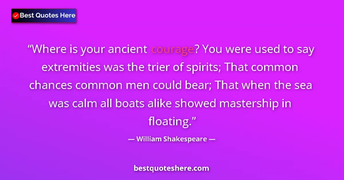 Quote by William Shakespeare: Where is your ancient courage? You were used to sa