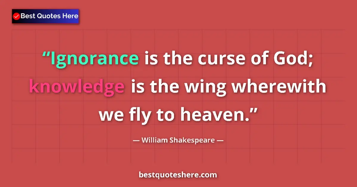 Quote by William Shakespeare: Ignorance is the curse of God; knowledge is the wi