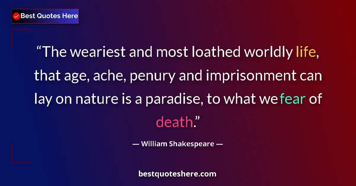Quote by William Shakespeare: The weariest and most loathed worldly life, that a