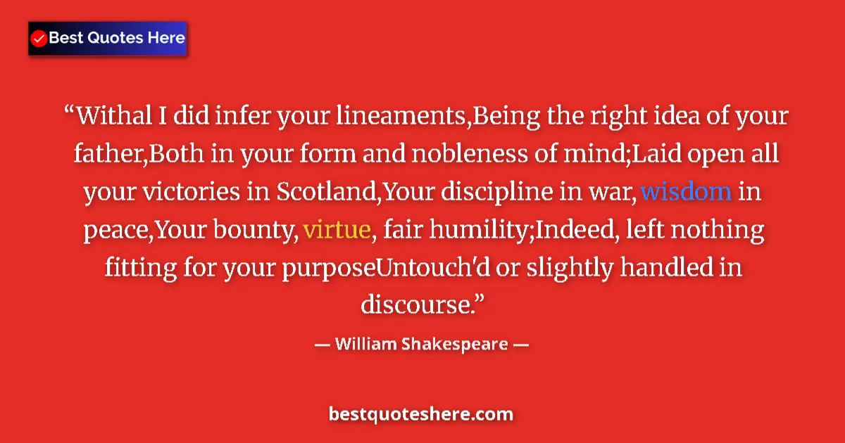 Quote by William Shakespeare: Withal I did infer your lineaments,Being the right