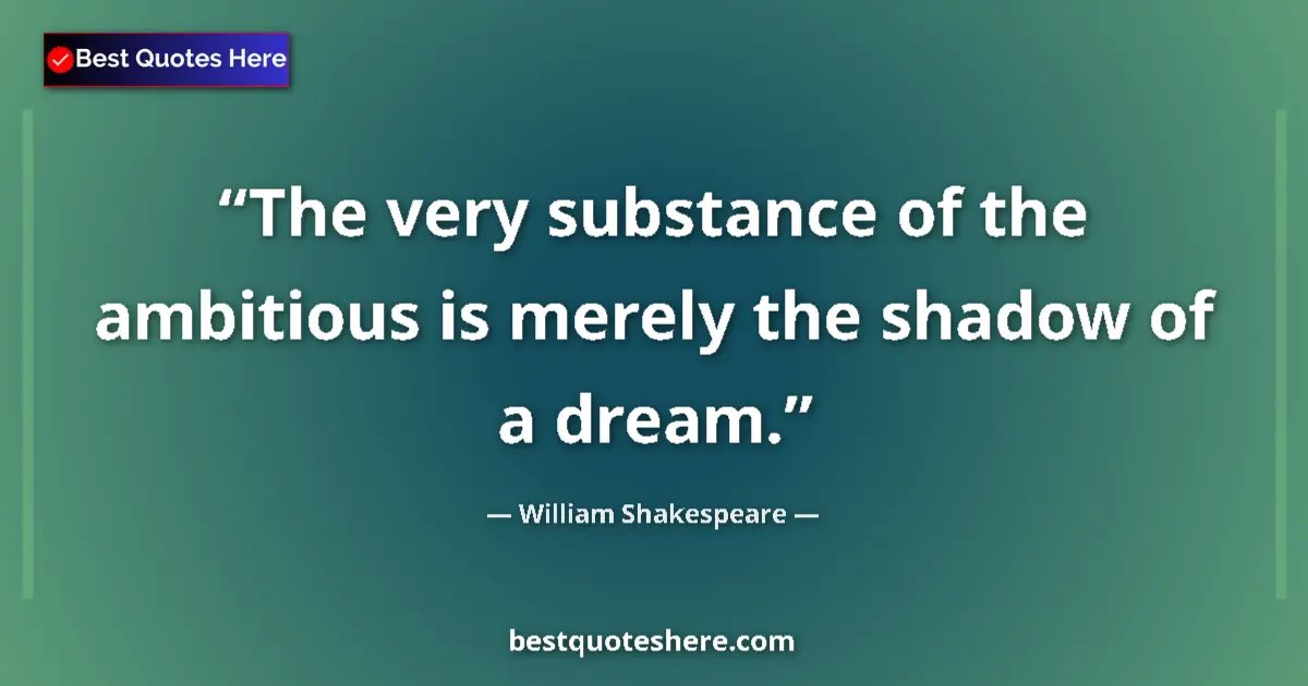Image for the quote by William Shakespeare: The very substance of the ambitious is merely the shadow of a dream....