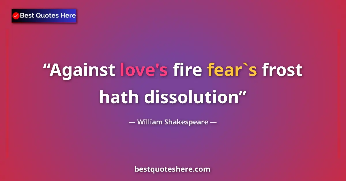 Quote by William Shakespeare: Against love's fire fear`s frost hath dissolution