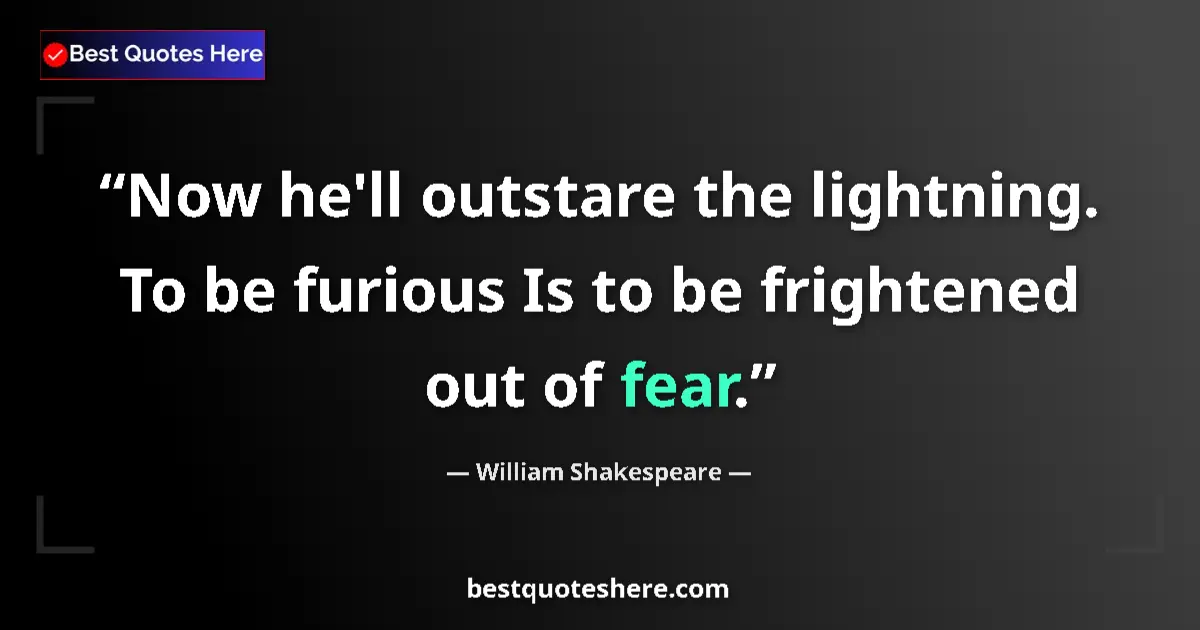 Quote by William Shakespeare: Now he'll outstare the lightning. To be furious Is