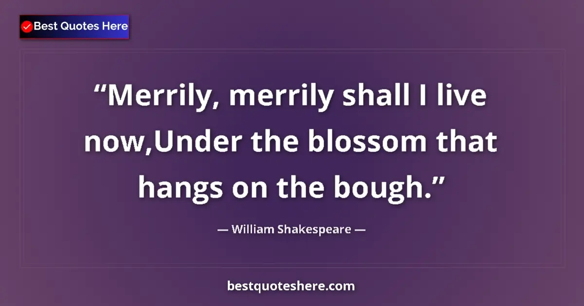Quote by William Shakespeare: Merrily, merrily shall I live now,Under the blosso
