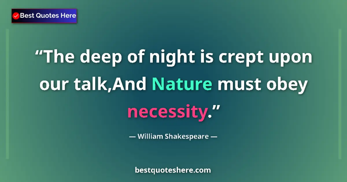 Quote by William Shakespeare: The deep of night is crept upon our talk,And Nature must obey necessity....