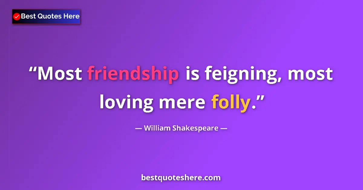 Quote by William Shakespeare: Most friendship is feigning, most loving mere foll