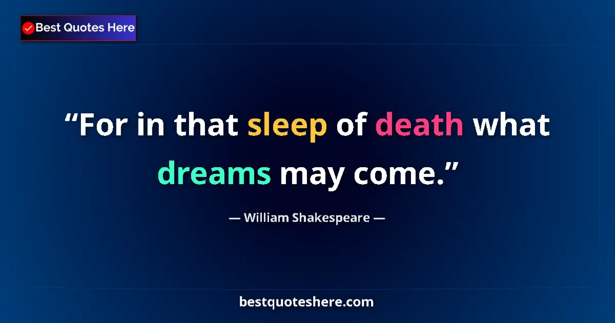 Quote by William Shakespeare: For in that sleep of death what dreams may come....