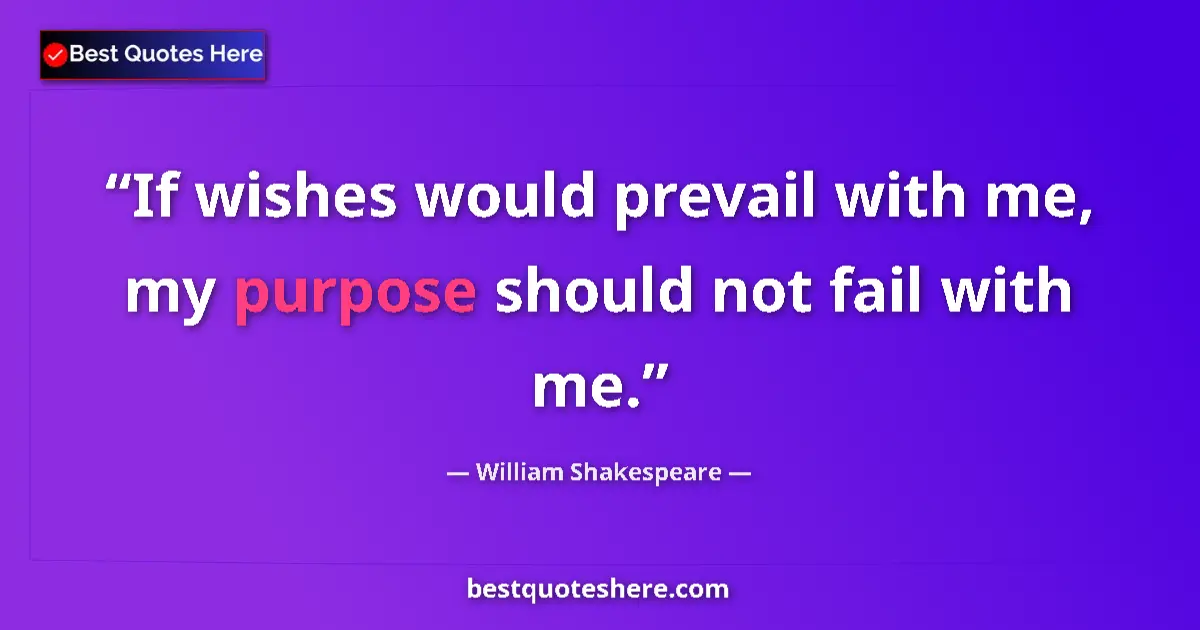 Quote by William Shakespeare: If wishes would prevail with me, my purpose should