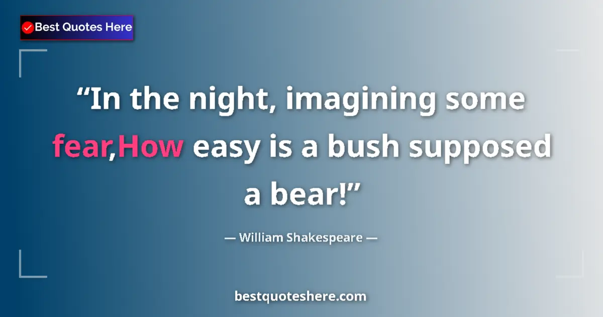 Image for the quote by William Shakespeare: In the night, imagining some fear,How easy is a bush supposed a bear!...