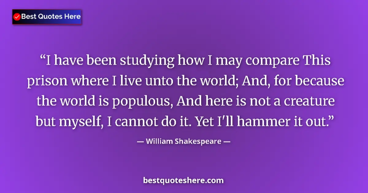 Quote by William Shakespeare: I have been studying how I may compare This prison