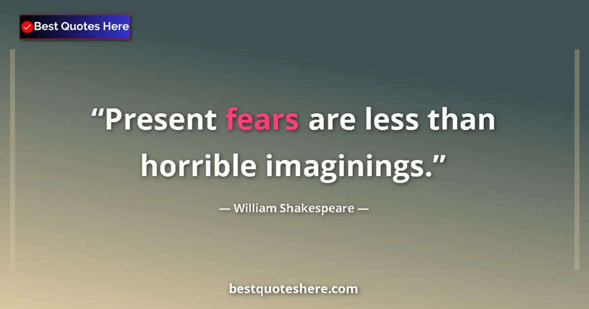 Quote by William Shakespeare: Present fears are less than horrible imaginings.