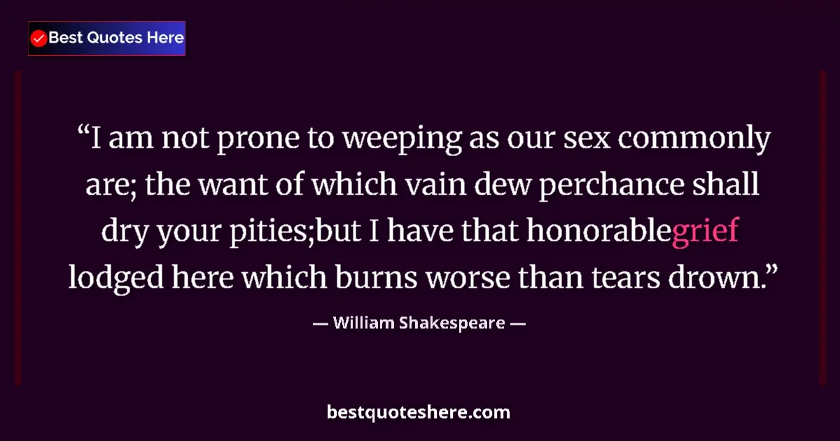 Quote by William Shakespeare: I am not prone to weeping as our sex commonly are;