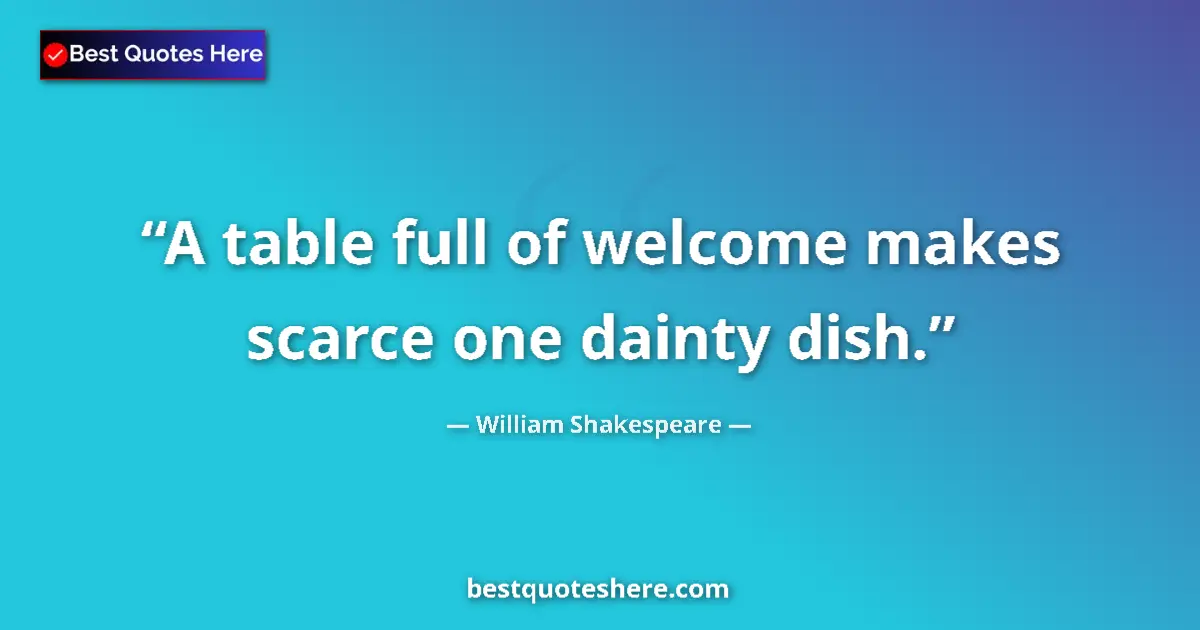 Quote by William Shakespeare: A table full of welcome makes scarce one dainty dish....
