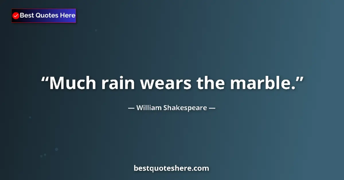 Quote by William Shakespeare: Much rain wears the marble.