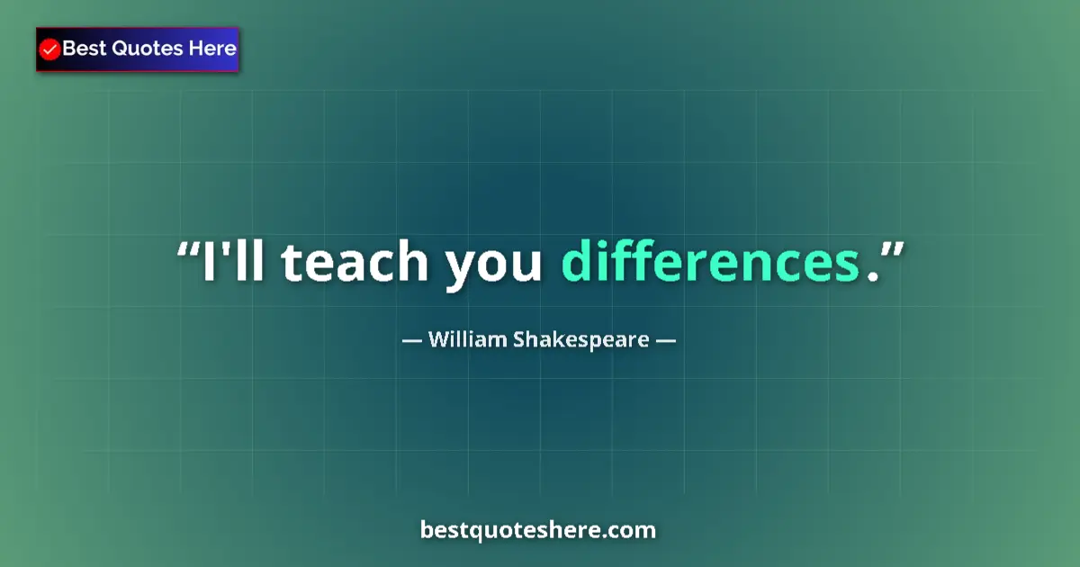 Quote by William Shakespeare: I'll teach you differences....