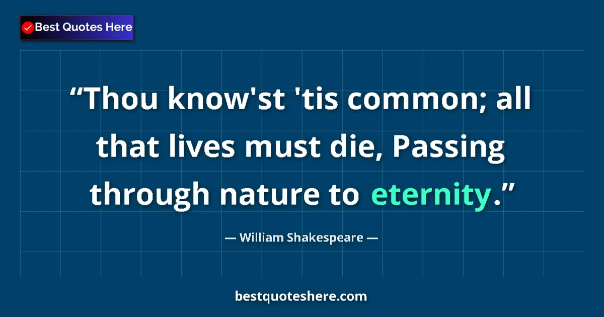 Quote by William Shakespeare: Thou know'st 'tis common; all that lives must die,