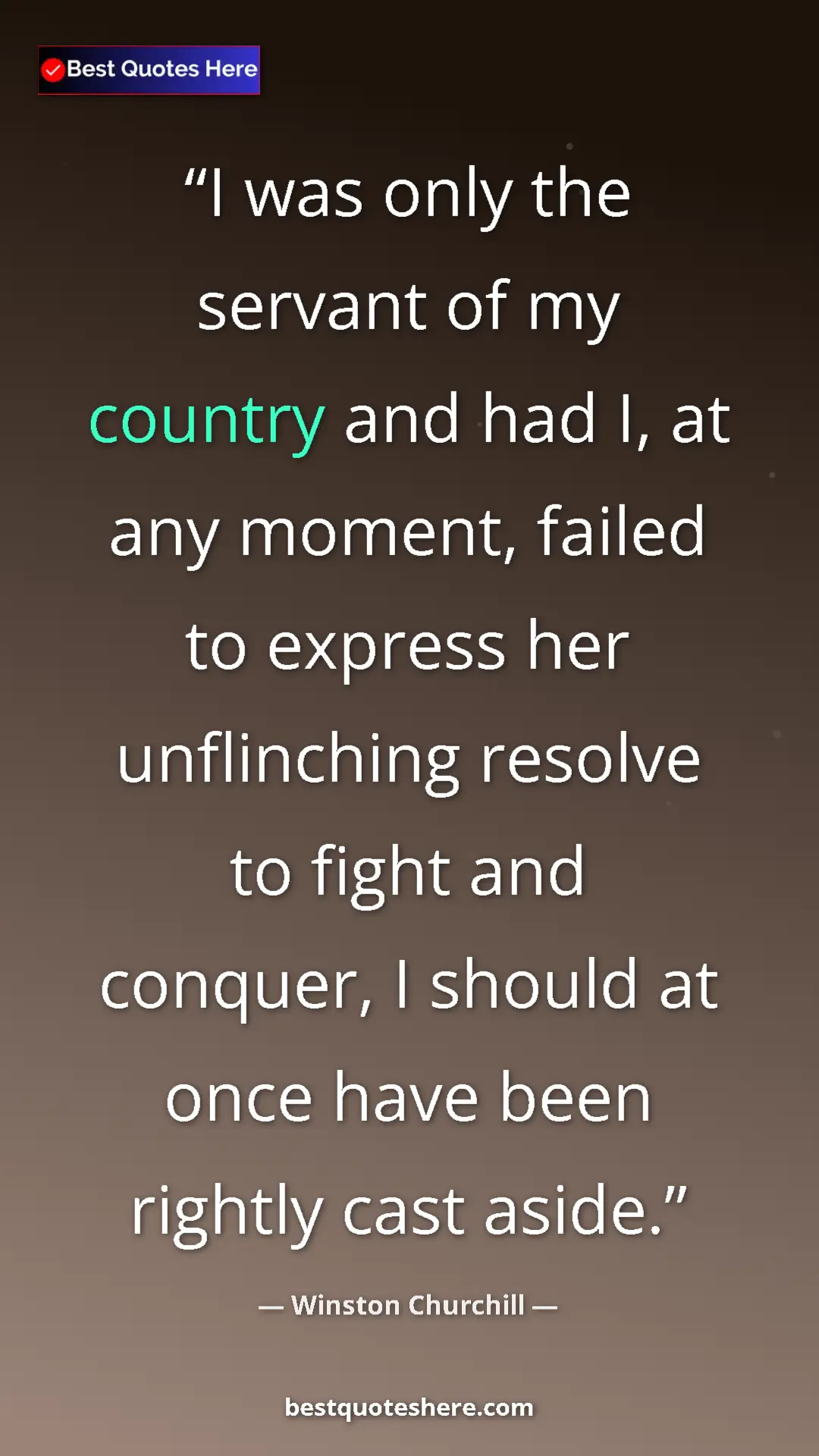 Pinterest quote poster by Winston Churchill: "I was only the servant of my country and had I, at any..."
