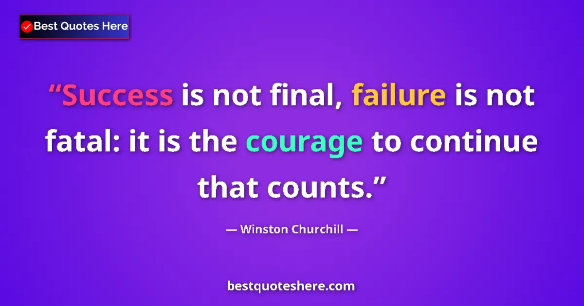 Quote by Winston Churchill: Success is not final, failure is not fatal: it is the courage to continue that counts....